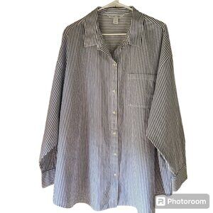 Old Navy Women's Boyfriend Shirt Blue and White Striped Sz XXL